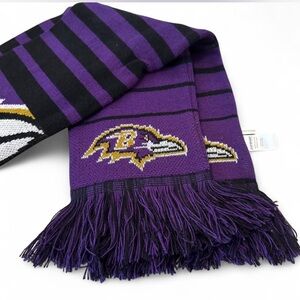 Purple and Black Striped Scarf with Logo